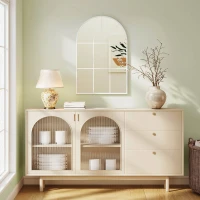 HOMCOM 90 X 61cm Arched Grid Mirror - White(m-7)