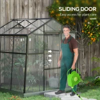 Outsunny Szklarnia Poliwęglanowa, Odporna na Warunki Pogodowe, 192 x 192 x 203 cm, Czarna(m-6)