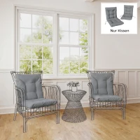 Outsunny Buitenzitkussen met rugleuning en banden, waterafstotend kussen voor binnen en buiten, lichtgrijs(m-7)