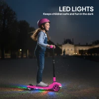 AIYAPLAY Three-Wheel Foldable Electric Scooter for Kids Aged 6-10 Years, Pink(m-5)