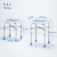 HOMCOM 44-51.5cm Aluminium Frame Shower/Bath Stool - Light Blue(m-3)