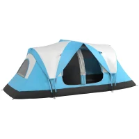 Outsunny Camping Tent for 6-8 Man with 2000mm Waterproof Rainfly and Carry Bag for Fishing Hiking Festival, Sky Blue(m-10)