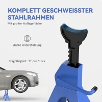 HOMCOM Unterstellbock 3 Tonnen Traglast 2 Stück Stützbock 13 stufig Höhenverstellbar 385 mm bis 600 mm Blau(m-6)