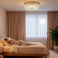 HOMCOM Crystal Chandeliers with 160 Crystal Pendants, 6-Light Ceiling Light for Living Room, Bedroom Dining Room, Silver Tone(m-8)