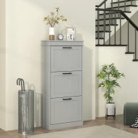 HOMCOM Three-Drawer Minimalistic Shoe Cabinet - Grey(m-8)