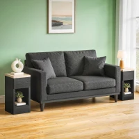 HOMCOM Set of Two Modern Storage Bedside Tables - Black(m-7)