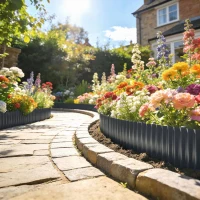 Outsunny Gard metalic pentru grădină 650x20 cm din oțel galvanizat, rezistent, pentru grădină, curte, terasă, gazon, gri închis(m-2)