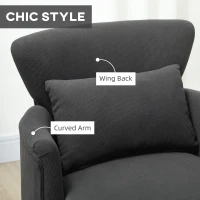 HOMCOM Corduroy Retro Accent Chair - Black(m-6)