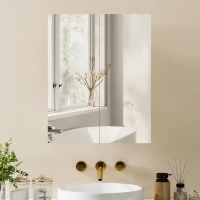 HOMCOM Bademöbel Spiegelschrank Badeschrank Hängeschrank Badezimmer Spiegel Schrank (60 x 15 x 75 cm)(m-8)