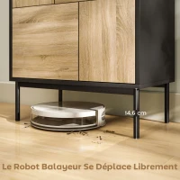 HOMCOM Buffet salon meuble de rangement armoire de cuisine portes à pousser et 4 placards style moderne 60 x 35 x 78 cm, noir(m-8)