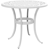 Outsunny 60 cm Round Garden Table, Cast Aluminium Outdoor Patio Table, White(m-1)