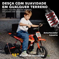 AIYAPLAY Mota Elétrica para Crianças 24V com Motor 250W Velocidade de 6-16km/h Rodas de 30,5 cm para Crianças de 8-12 Anos Vermelho(m-6)