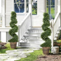 HOMCOM Set of 2 Artificial Plants, Topiary Spiral Cypressd Trees with Pot, for Home Indoor Outdoor Decor, 120cm(m-7)