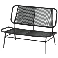 Outsunny 2-Sitzer-Outdoor-Rattansofa mit Sitz- und Rückenlehne aus Rattan Stahlgestell Traglast 240 kg Schwarz(m-6)