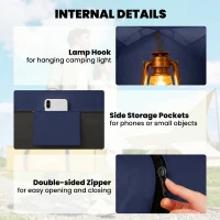 Outsunny 2 Person Camping Tent, Dome Tent with Zipped Doors, Storage Pocket, Portable Handy Bag, Navy Blue(m-5)