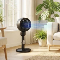 HOMCOM Air Circulator Fan Pedestal Cooling Fan with 3 Speed 3 Mode and Remote Control, 9 Inch, Black(m-2)