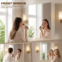 HOMCOM Mirror Cabinet, Wall Mount Bathroom Storage Cabinet with Adjustable Shelf, Double Door Cupboard, 60 x 15 x 75 cm, White(m-6)