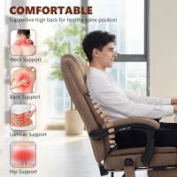 HOMCOM Office Chair with 6-Point Vibration Massage and Heat, Executive Computer Desk Chair with High Back, Reclining, Brown(m-5)
