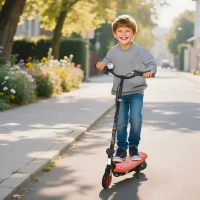 HOMCOM Foldable Electric Scooter, with LED Lights, for Ages 7-14 Years, Red(m-2)