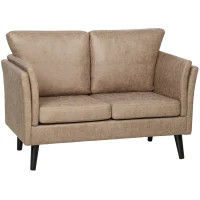 HOMCOM Two-Seater Leathaire Sofa - Light Brown(m-1)