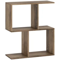 HOMCOM Side Table, Narrow End Table with Storage Shelves, S-Shaped, 3-Tier, 50W x 19.5D x 58H cm, Oak(m-1)