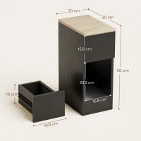 HOMCOM Set of Two Modern Storage Bedside Tables - Black(m-3)