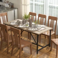 HOMCOM Rechteckiger Esstisch für 6-8 Personen, Moderner Küchentisch – Holzoptik-Tischplatte & Schwarze Stahlbeine mit Verstellbaren Pads, 180 x 80 cm, Natur(m-9)