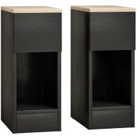 HOMCOM Set of Two Modern Storage Bedside Tables - Black(m-1)