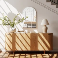 HOMCOM 90 X 61cm Arched Grid Mirror - White(m-6)