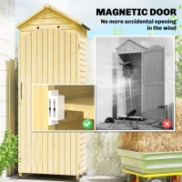 Outsunny Armadio da giardino in legno con tetto zincato, 85x58x213 cm, Naturale(m-5)