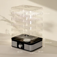 HOMCOM 5 Tier Food Dehydrator, 245W Stainless Steel Food Dryer Machine with Adjustable Temperature for Drying Fruit, Meat, Vegetable, Jerky and Pet Treat, Black(m-3)