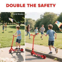 AIYAPLAY Electric Scooter for Kids 6-14 Years, with Colourful Lights, Red(m-8)