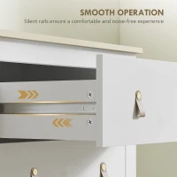 HOMCOM Bedroom Chest of Drawers, Modern 4 Drawer Dresser Cabinet with PU Leather Handles and Metal Runners for Living Room, Hallway, Entryway, 60 x 40 x 98 cm, White(m-7)