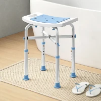 HOMCOM 44-51.5cm Aluminium Frame Shower/Bath Stool - Light Blue(m-8)
