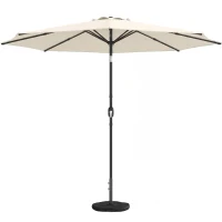 Outsunny 2.7 m Garden Parasol Umbrella with Cross Base and Sandbag, Retractable Ribs, Outdoor Table Market Umbrella, Cream White(m-11)