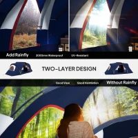 Outsunny 5-6 Man Camping Tent, Tunnel Tent, Water Resistant Hiking Shelter with Groundsheet and Carry Bag, Navy Blue(m-4)