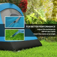 Outsunny 5-6 Man Camping Tent, Tunnel Tent, Water Resistant Hiking Shelter with Groundsheet and Carry Bag, Light Blue(m-7)