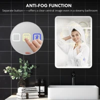 HOMCOM 70 x 50cm LED Bathroom Mirror, with Bluetooth - Silver Tone(m-7)