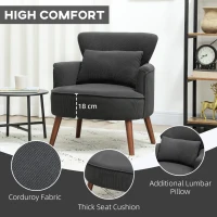 HOMCOM Corduroy Retro Accent Chair - Black(m-5)