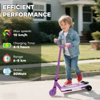 AIYAPLAY Electric Scooter for Kids Aged 4-7 Years, with Flashing LED Lights, Rear Auxiliary Wheels, Purple(m-6)