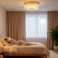 HOMCOM Crystal Chandeliers with 225 Crystal Pendants, 8-Light Ceiling Light for Living Room, Bedroom Dining Room, Gold Tone(m-8)