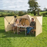 Outsunny Camping Windbreak Pop Up Windbreaker Blocker with Ropes Pegs for Beach Caravan Outdoor 480 x 120 cm(m-2)