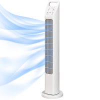 HOMCOM Ventilateur colonne avec télécommande, minuterie 7,5 h, ventilateur silencieux pour chambre, Blanc
