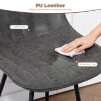 HOMCOM Set of 2 PU Leather Swivel Bar Stools - Grey(m-7)