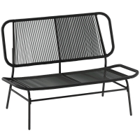 Outsunny 2-Sitzer-Outdoor-Rattansofa mit Sitz- und Rückenlehne aus Rattan Stahlgestell Traglast 240 kg Schwarz