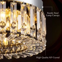 HOMCOM Crystal Chandeliers with 160 Crystal Pendants, 6-Light Ceiling Light for Living Room, Bedroom Dining Room, Silver Tone(m-5)