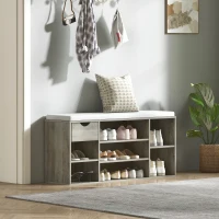 HOMCOM Shoe Storage Bench with Cushion - Grey(m-7)