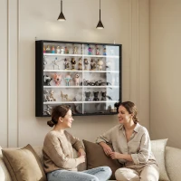 HOMCOM Vitrine murale pour objets de collection 5 étagère réglables en hauteur et 2 portes coulissantes 80 x 9,5 x 60 cm noir(m-10)