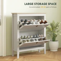 HOMCOM Modern Two-Drawer Shoe Cabinet - White(m-4)