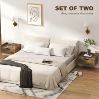 HOMCOM Floating Nightstands Set of 2, Wall Mounted Bedside Table with Drawer for Bedroom, Rustic Brown(m-4)